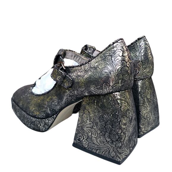 Metallic MaryJane Platform Heel Sam Edelman Circus Kay Size 9.5 Brown Floral EUC - Picture 7 of 13